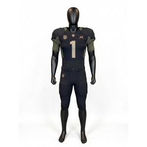 Ensemble d'uniformes de football américain personnalisés pour hommes, en polyester et spandex épais, équipement professionnel – Maillot et pantalon de l'équipe avec logo brodé, taille XS - Product Image 1