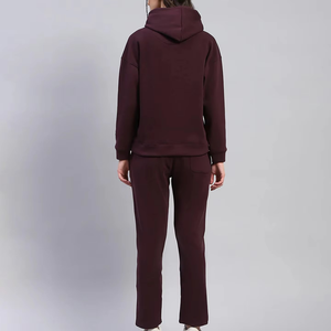 Ensemble de survêtement pour femmes, à capuche, manches longues, couleur unie, coupe ample, vêtements décontractés en coton, tenue d'automne avec poches latérales - Product Image 4