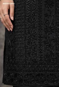 Premium Collection Chinon with <b>Beads</b> work Shervani Style Full-Sleeve Front-Slit Suit-Plain Plazzo-Latkan Dupatta Indian Exporter - Product Image 2