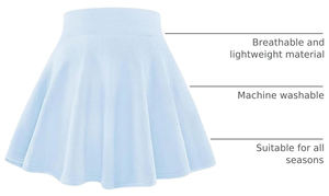 Falda Escolar de Punto Azul Claro para Niñas, Falda Escolar Informal de Algodón con Bolsillos - Product Image 2