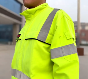 High Quality Cotton <b>Fire</b> Fighting Suit ANSI Class 2 Waterproof Fireproof Firemen Suit Flame Retardant <b>LED</b> Flash Customized Logo - Product Image 1