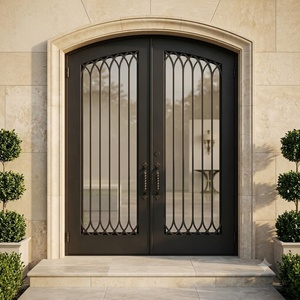 Royal Luxury Steel Entry Door with Geometric Glass Panels Water & Rust Resistant Minimalist Design Easy Assembly - Product Image 3