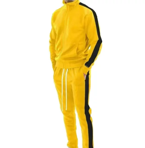 Conjunto Deportivo de 2 Piezas para Hombre, Color Amarillo, Ecológico, para Gimnasio, de Felpa de Algodón, Antiolor y Transpirable, Venta al Por Mayor - Product Image 1