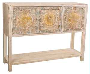 MESA DE CONSOLA DE MADERA SÓLIDA DE MANGO CON PUERTA ARTESANAL, DISEÑO EUROPEO ECOLÓGICO Y DURADERO - Product Image 2