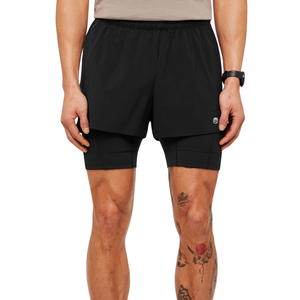 Shorts de course pour hommes Elite 2 en 1, 5 pouces, noirs, légers, séchage rapide, pour la salle de sport, l'entraînement athlétique - Product Image 1
