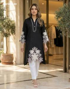 Excellent Quality Latest Collection Rayon with Embroidered A-<b>Line</b> Kurti with <b>Pant</b> Collection Supplier from India - Product Image 6