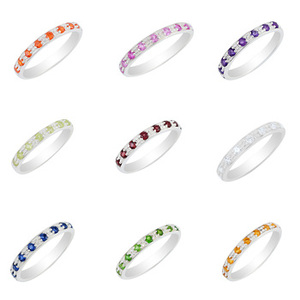 Best Wholesaler 925 Sterling <b>Silver</b> Band <b>Rings</b> 100% Natural Red <b>Garnet</b> Gemstones Full Eternity Engagement Band <b>Ring</b> Fine Jewelry - Product Image 4