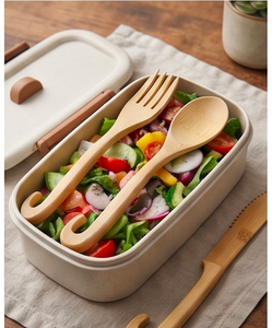 Ensemble cuillère, fourchette et couteau en bois, design minimaliste à manche courbé, couverts réutilisables pour le camping, l'extérieur et les événements - Product Image 5