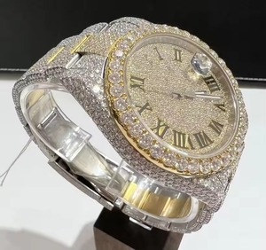 นาฬิกาข้อมือหรูหรา Diamond Iced Unisex ขนาด 40 มม. หน้าปัดทรงสี่เหลี่ยม แสดงวันที่แบบอนาล็อก ตัวเลขโรมัน กระจกแซฟไฟร์ ระบบควอตซ์ ETA ตัวเรือนสแตนเลส - Product Image 1