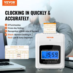 Horloge pointeuse pour petites entreprises, 6 points par jour, suivi du temps de travail des employés, 10 points inclus - Product Image 2