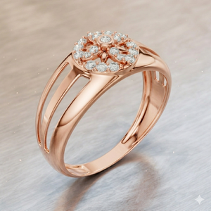 Anillo de Compromiso de Diamante Cultivado en Laboratorio Color Oro Rosa, Anillo de Boda Abierto para Mujer, Ajustable - Product Image 1