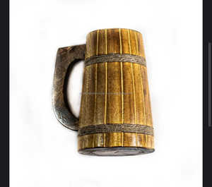 แก้วมักทำจากไม้อะคาเซียสำหรับดื่มน้ำชากาแฟพร้อมที่จับแก้วเบียร์ไม้สไตล์แฟนซี - Product Image 1