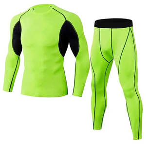 Ensemble de compression unisexe 2 pièces pour l'hiver, streetwear, solide, respirant, séchage rapide, pour la salle de sport, la remise en forme et l'entraînement - Product Image 1