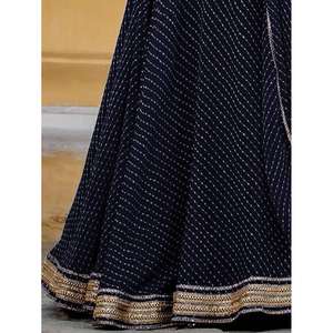 Exquisito negro Laheriyah estampado Georgette diseñador Lehenga Choli para mujer - Product Image 2