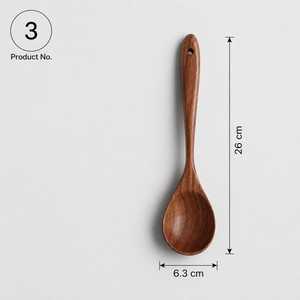 Ensemble de 6 cuillères en bois Curio Craft, légères et écologiques, lavables au lave-vaisselle, 33 cm x 7,5 cm, bois naturel - Product Image 3