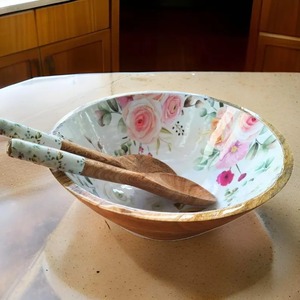 Handmade Lightweight Minimalist Wooden Enamel Bowl Set Eco-Friendly Food Serving <b>Utensils</b> for Parties from India - Product Image 6