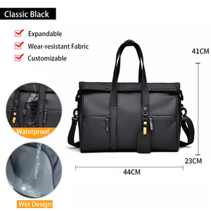 Bolsa de Lona Negra de Nailon de Alta Calidad para Hombre con Correa Ajustable, Bolsa de Viaje con Cierre, Bolsa de Gimnasio, Bolsas de Fitness - Product Image 6
