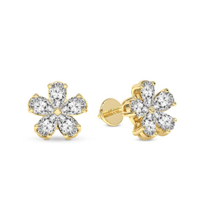 Hermosos pendientes de oro macizo de 10k/12k/14k/18k con diseño de flor de margarita y diamantes de laboratorio de calidad VS1 VVS1 para mujer. - Product Image 3