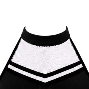 Haut court de cheerleading noir et blanc sans manches pour femmes et filles, idéal pour l'entraînement sportif et les uniformes de performance athlétique. - Product Image 3