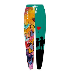 Pantalones Deportivos de Mujer con Estampado de Corazones Coloridos, Cintura con Cordón Ajustable, Pantalones Casuales de Punto con Spandex, Estilo Primavera, Corte Ajustado y Largo Completo - Product Image 5