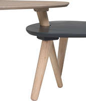 Juego de 2 mesas de centro nido de estilo escandinavo moderno, duradero, plegable, para sala de estar, con cubiertas blancas en forma de guijarro, de madera maciza.