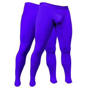Leggings de compression pleine longueur pour hommes, couleur unie, en Spandex et Nylon, taille élastique, pour le sport - Product Image 6