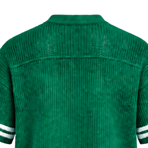 Emerald Green Knitted <b>V</b> <b>Neck</b> Sports Jersey Short Sleeve Stripe Trim Lightweight Custom Casual <b>Oversized</b> Athletic Team <b>Shirt</b> - Product Image 6