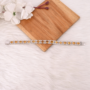 สร้อยข้อมือเทนนิสเงินแท้ 925 พรีเมียม ประดับด้วยซิทรินธรรมชาติและเพชร CZ เครื่องประดับคุณภาพสำหรับทุกเพศ - Product Image 3