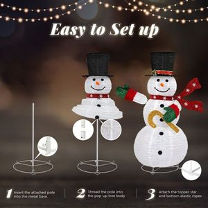 Pupazzo di Neve Gonfiabile Illuminato da 120 cm, Grande Decorazione Natalizia da Esterno con 100 Luci LED, Decoro Natalizio Gonfiabile per Giardino con Cappello a Cilindro - Product Image 5