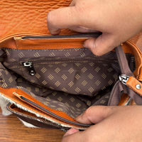 Tas selempang kulit sapi asli, dompet bahu Flap gaya mewah serbaguna mode wanita 2025