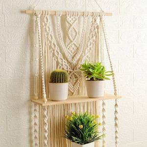 Élégante étagère murale ronde en jute naturelle tissée à la main, motif vertical, décoration d'intérieur, style Art Déco - Product Image 4