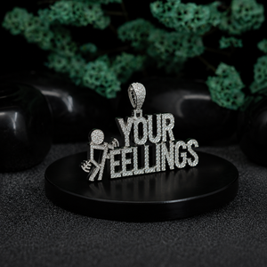 Collar con Colgante de Letras 'Your Feelings', Plata 925 con Diamantes de Imitación, Estilo Hip Hop, Joyería Unisex - Product Image 2