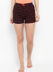 Women's <b>Black</b> Red Star Printed Knitted <b>Shorts</b> High Waist Elastic Breathable Casual Regular Fit - Product Image 3