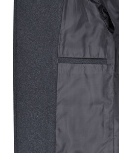Abrigo de lana para hombre, largo, con cuello redondo, de un solo botón, grueso, impermeable, ecológico, para invierno, corte regular, gris oscuro - Product Image 5
