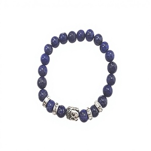 Pulseras de Cuentas de Lapislázuli con Dijes de Buda, Piedras Semipreciosas Talladas para Sanación y Meditación - Product Image 1