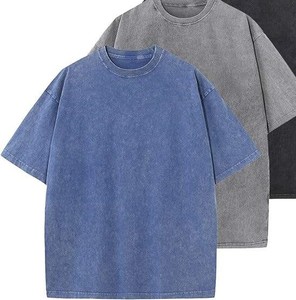 Camiseta Personalizada con Lavado Ácido, Vintage, 100% Algodón, con Logotipo Gráfico, Camisetas Vintage con Serigrafía, Corte Recortado, Holgada, para Hombre - Product Image 5