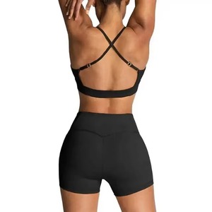 Conjuntos de Shorts Deportivos de Cintura Alta Elásticos para Mujer, Conjuntos de Sujetador Deportivo y Shorts Cortos con Logotipo Personalizado - Product Image 3