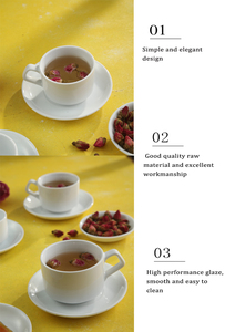 OEM Tea <b>Cups</b> <b>and</b> <b>Saucers</b>_ Premium 130ml Porcelain Tea Coffee <b>Cups</b> with Handgrip From Viet Nam Manufacturer for Hotel - Product Image 3