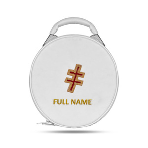 Preceptor Knights Templar Crown Cap Case White Imitation Leather Hand Embroidery Bullion Custom Storage Case - Product Image 1