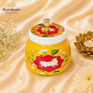 Enamel Religious Metal Jar 4 Inch Dry Fruit Jars Home Decor Return Gift Wedding Favor Housewarming Diwali Gift Hamper Handmade - Product Image 2