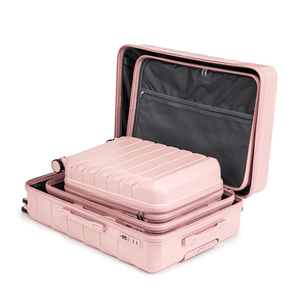 Valise à roulettes 3-en-1 en ABS et PC, 20, 24 et 28 pouces, avec poignée télescopique en fer et alliage, pour ensemble de bagages rose, dotée de fonctions de transport durables - Product Image 6