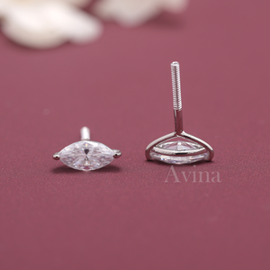 IGI Certified Lab Grown Diamond Marquise Stud <b>Earrings</b> 14K White / Yellow & Rose Gold Screw Back Solitaire Diamond <b>Earrings</b> - Product Image 6