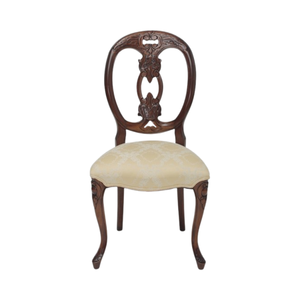 Chaise de salle à manger traditionnelle antique avec dossier médaillon, revêtement en microfibre et assise en bois sculpté pour la salle à manger à domicile - Product Image 1