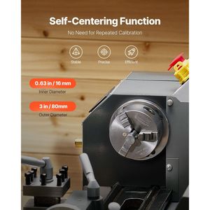 Mandrin de tour auto-centrant de 3 pouces avec vis de fixation à clé en T, plage de serrage 0,08-2,48 (2-63 mm), compatible réversible - Product Image 3