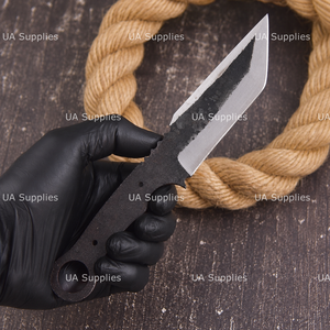 Cuchillo de caza y camping UA Supplies Drop Point 1095 de acero al carbono, hoja completa, filo recto, herramienta de supervivencia DIY, mango personalizado - Product Image 4