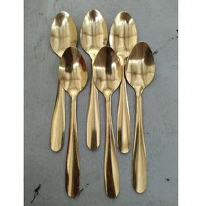 Juego de 6 Cucharas Doradas Sostenibles al por Mayor con Borde Recto, Utensilios de Comedor de Lujo para Bodas y Hoteles - Product Image 1