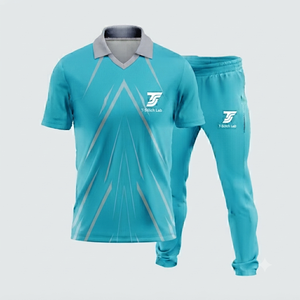 Uniforme de cricket unisexe personnalisé, imprimé par transfert thermique, sublimé, taille élastique, col rond/col en V, manches courtes, séchage rapide, respirant - Product Image 5