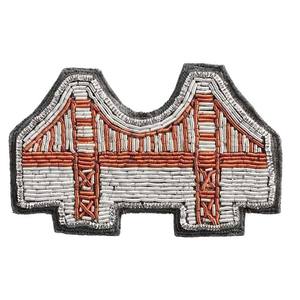 Patch brodé en forme d'éventail, tissu rouge avec motif floral, badge à coudre, style classique, applique décorative pour vêtement - Product Image 3