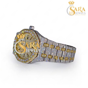 Sara Jewels Customized Stylish Elegant Luxury Quartz Rose Gold Moissanite Diamond Hip Hop Watch Fully <b>Studded</b> Stainless Steel - Product Image 4