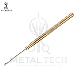 Stainless Steel Hair Extension Pulling <b>Needle</b> Tool Knurled Grip Brass Handle Micro Ring Loop <b>Threader</b> for Salon Styling - Product Image 5
